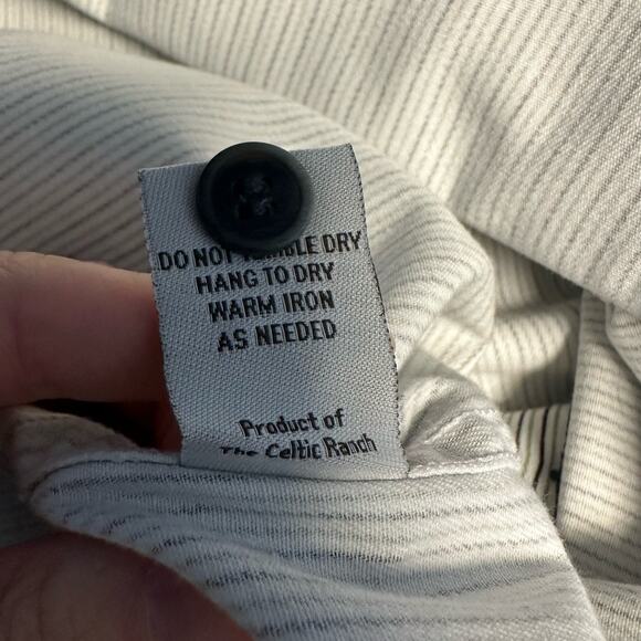 Weston Trading Celtic Ranchwear Irish Tradition Stripe Shirt Size XL Collarless - Picture 5 of 7